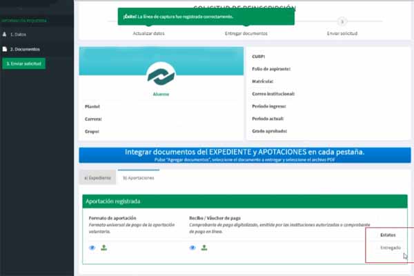 documentos entregados
