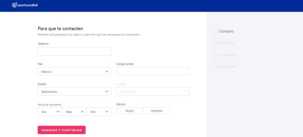 rellenar datos de contacto occ