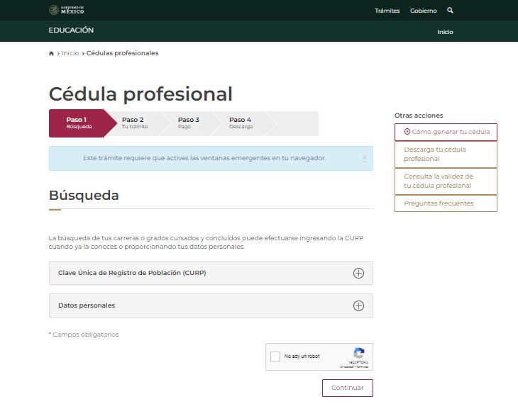trámite titulo conalep ingresar con curp cedula profesional