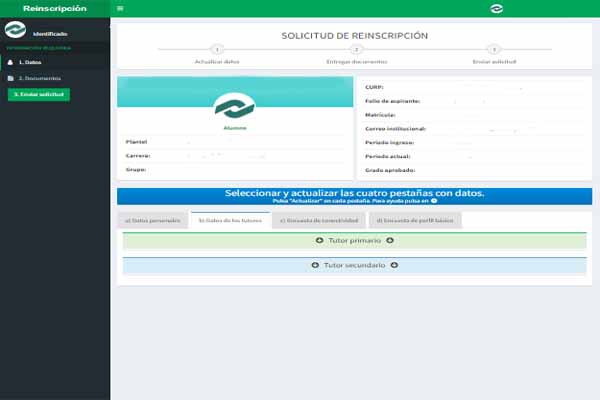 rellenar o actualizar datos de tutores