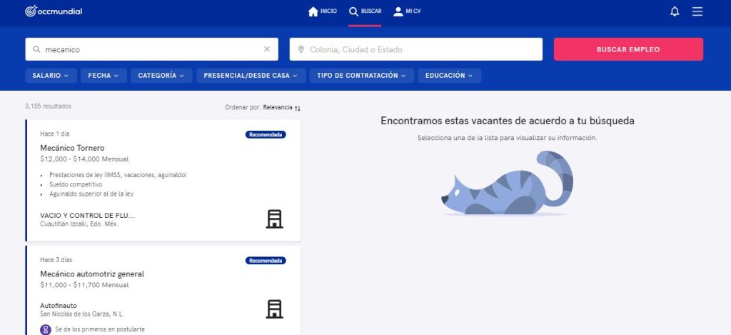 postular a vacante de empleo solicitada en occ